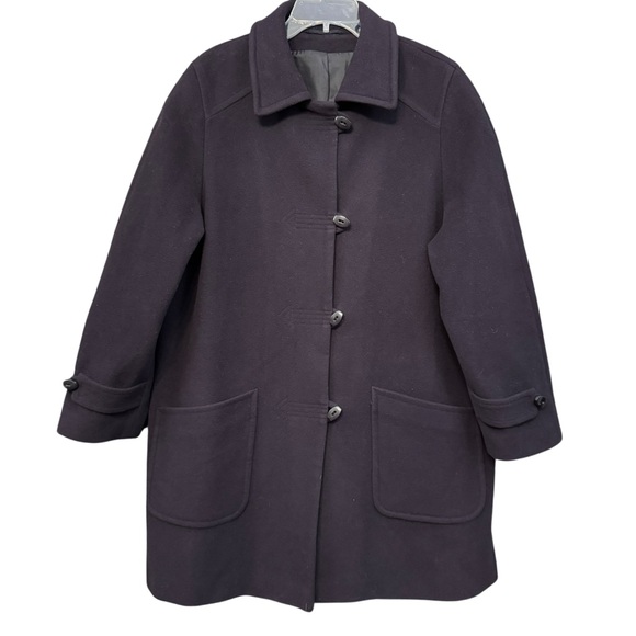 Italian Wool Cashmere Navy Overcoat Women’s Size 42 (US 14) - Picture 1 of 6